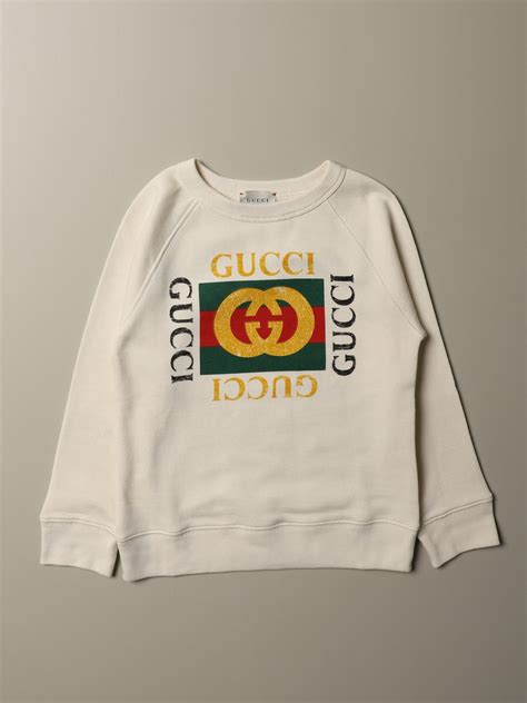 felpa in cotone con stampa logo vintage gucci